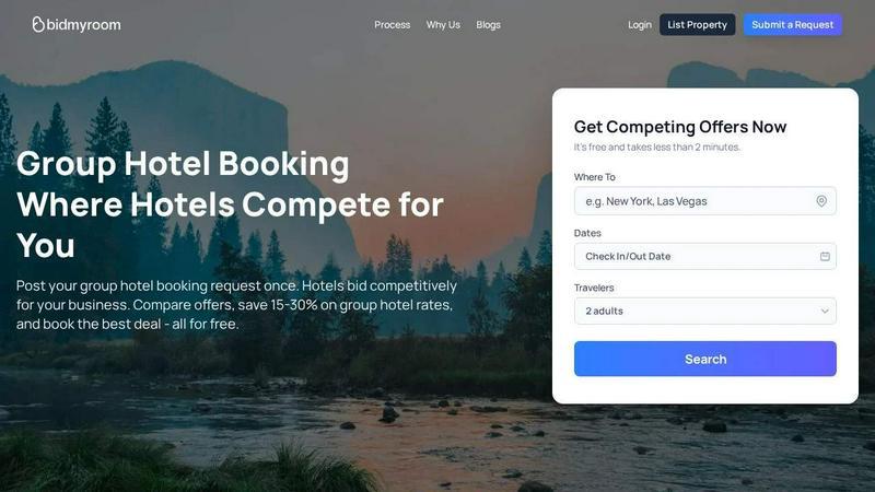 Bidmyroom application interface and features